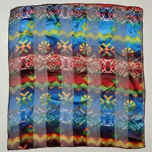 Vintage Women's Fashion Scarf  AZTEC PRINT Native American Indian Square 20 X 20